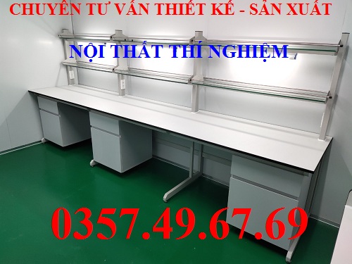 Bàn Thí Nghiệm Áp Tường Có Giá Treo 3m BAT-G05