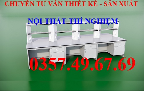 Bàn Thí Nghiệm Áp Tường Có Giá Treo 3m6 BAT-G06