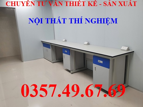 Bàn Thí Nghiệm Áp Tường Có Hộc 3m BAT-H05 Bàn Thí Nghiệm Áp Tường Có Hộc 3m BAT-H05