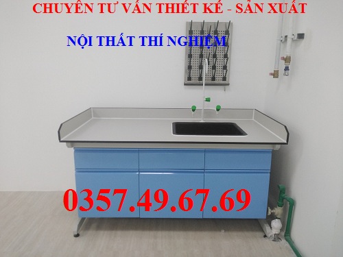 Bàn Thí Nghiệm Áp Tường Có Bồn Rửa 1m2 BAT-R01 Bàn Thí Nghiệm Áp Tường Có Bồn Rửa 1m2 BAT-R01