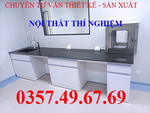 Bàn Thí Nghiệm Áp Tường Có Bồn Rửa 3m BAT-R05 Bàn Thí Nghiệm Áp Tường Có Bồn Rửa 3m BAT-R05