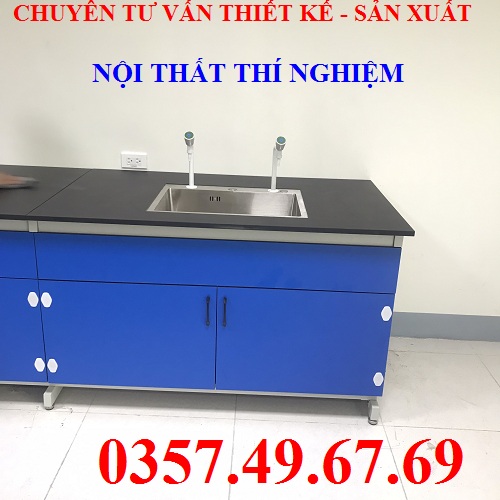 Bàn Thí Nghiệm Áp Tường Có Bồn Rửa 1m2 BAT-RF01
