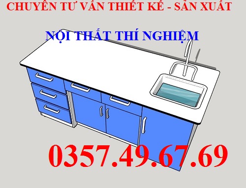 Bàn Thí Nghiệm Áp Tường Có Bồn Rửa 2m4 BAT-RF04