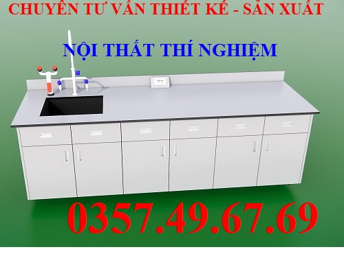 B&agrave;n Th&iacute; Nghiệm &Aacute;p Tường C&oacute; Bồn Rửa 3m BAT-RF05