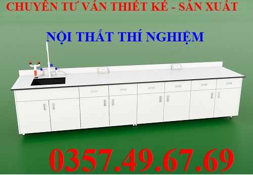 Bàn Thí Nghiệm Áp Tường Có Bồn Rửa 3m6 BAT-RF06