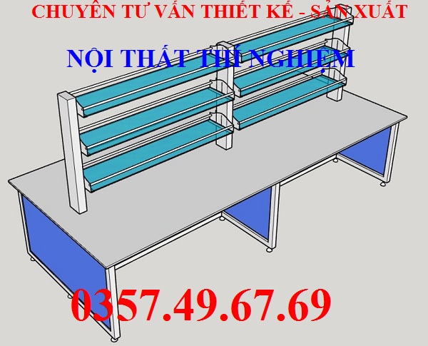 Bàn Thí Nghiệm Trung Tâm 3m6 Có Giá Treo BTT-GT-03 Bàn Thí Nghiệm Trung Tâm 3m6 Có Giá Treo BTT-GT-03