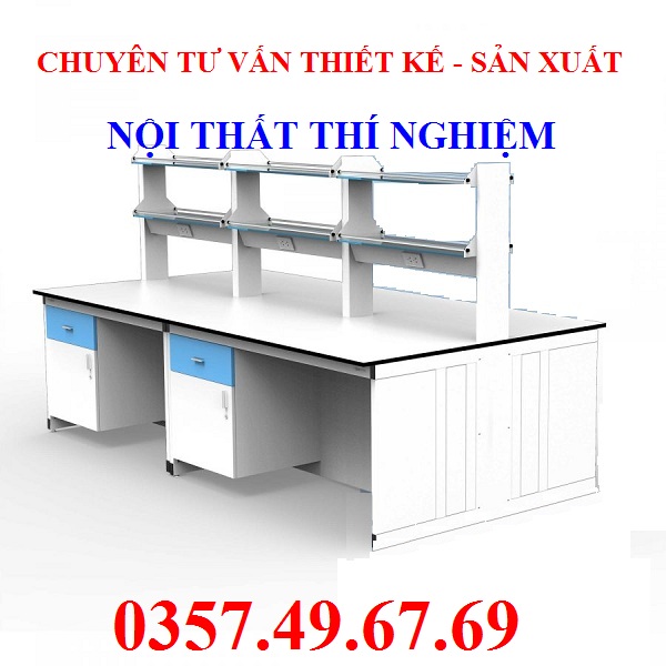 Bàn Thí Nghiệm Trung Tâm 2m4 Có Giá Treo BTT-GT-05 Bàn Thí Nghiệm Trung Tâm 2m4 Có Giá Treo BTT-GT-05