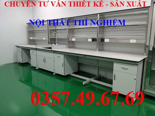 Bàn Thí Nghiệm Áp Tường Có Giá Treo 3m BAT-G05