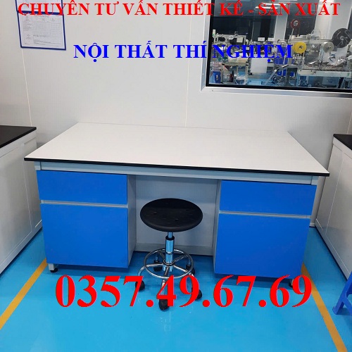 Bàn Thí Nghiệm Áp Tường Có Hộc 2m4 BAT-H04