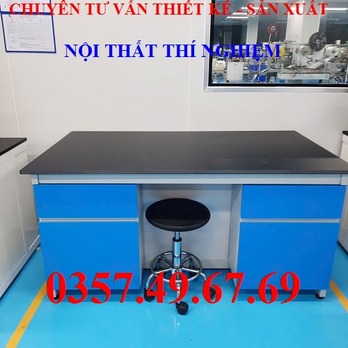 Bàn Thí Nghiệm Áp Tường Có Hộc 1m8 BAT-H03