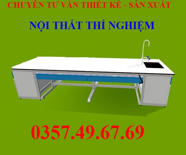 Bàn Thí Nghiệm Trung Tâm Có Bồn Rửa 3m BTT-BR-02