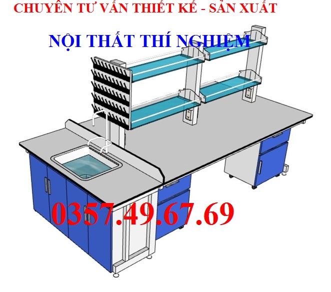 Bàn Thí Nghiệm Trung Tâm Có Bồn Rửa 3m BTT-BR-06